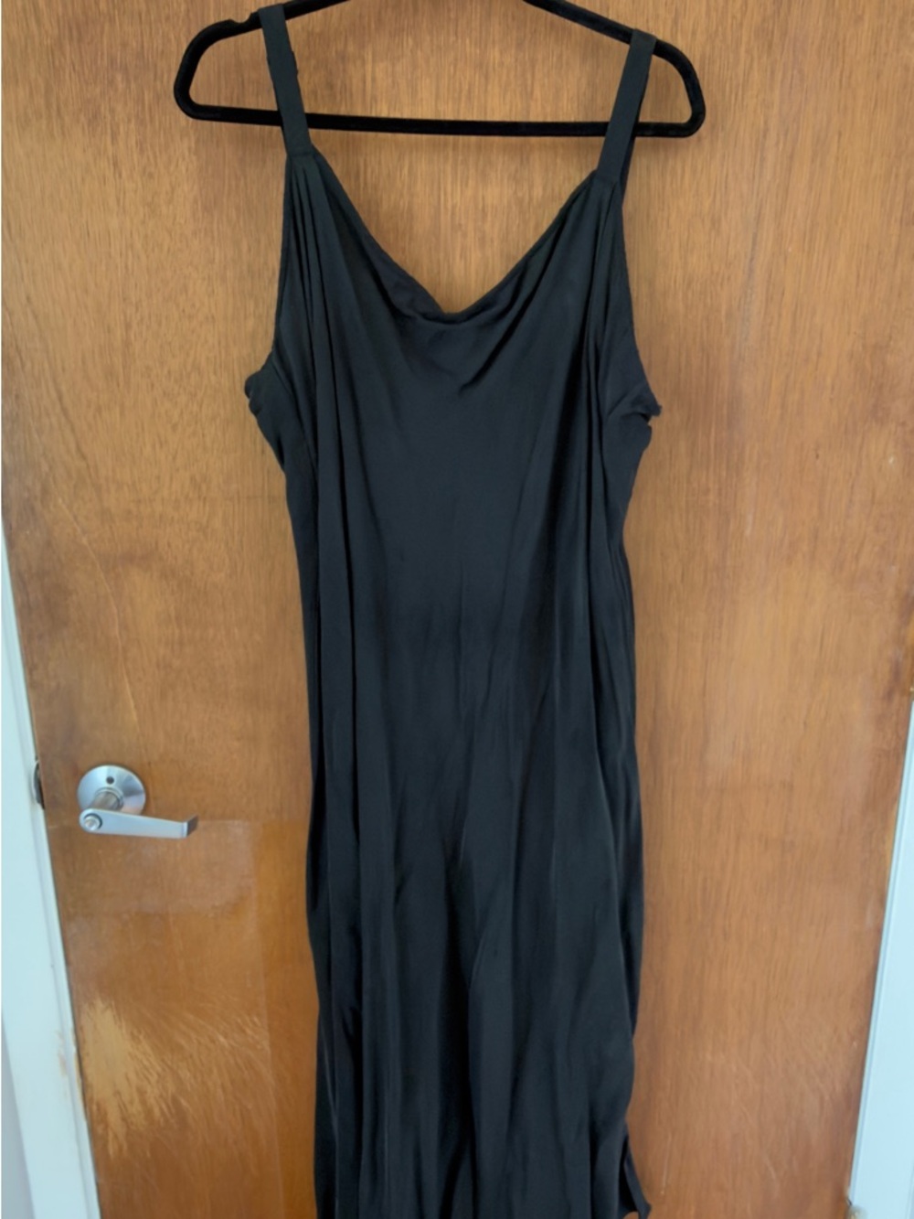 J. Crew Black Midi Slip Dress